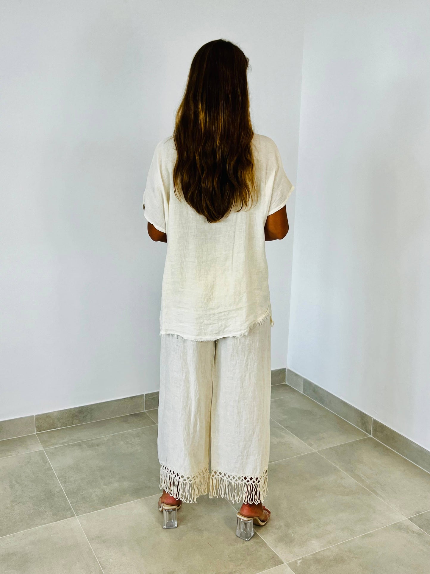 Linen Fringed Pants